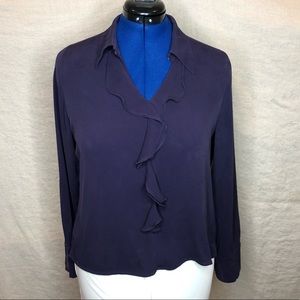 Talbots Purple Silk Blouse w Ruffle